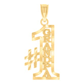 14Kt Yellow Gold Womens Diamond-Cut No. 1 Grandpa Ht:25.6Mm Talking Pendant Charm